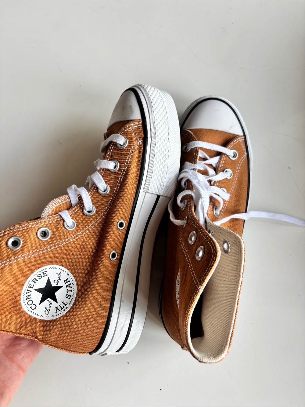 Converse Chuck Taylor Platform High Top Sneakers in Burnt Orange - Picture 5 of 6